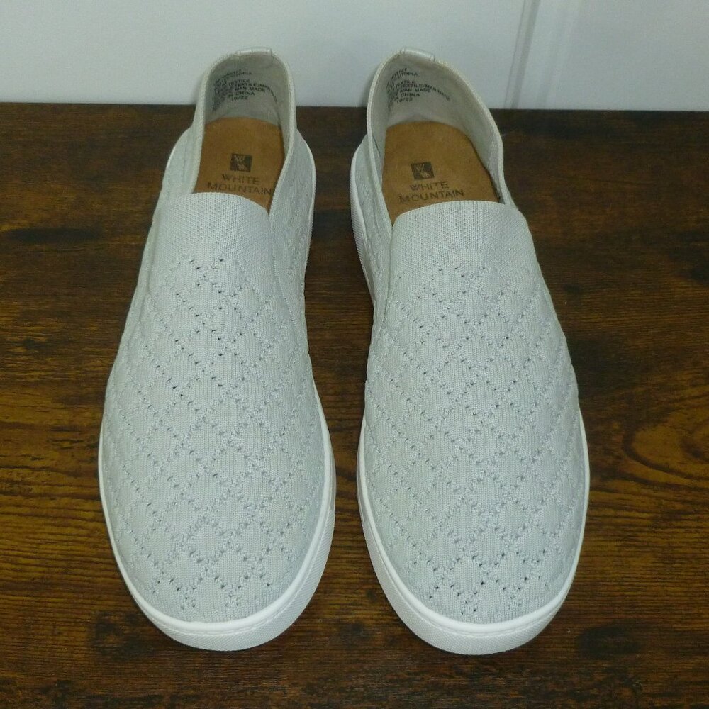 White Mountain Perforated Slip-On Stretchy Fabric Sneakers in Light Grey